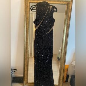 Fashion Nova Black Sequin One Shoulder Dress